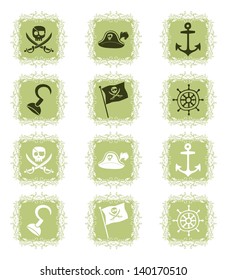 pirate icon set floral theme