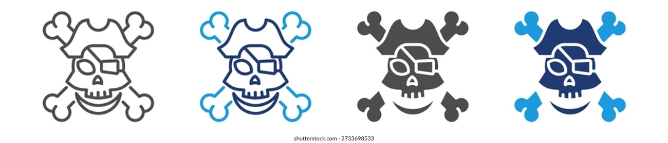Conjunto de iconos piratas estilo múltiple