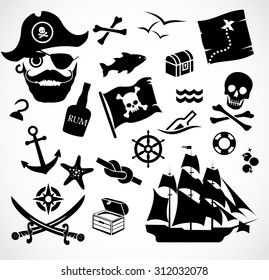 Pirate icon set vector