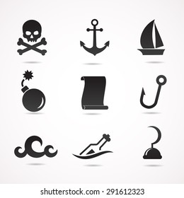 Pirate icon set. Vector art.