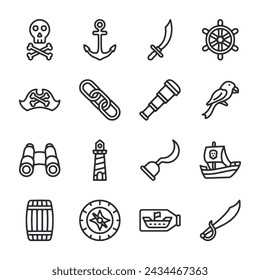 Pirate icon set vector illustration