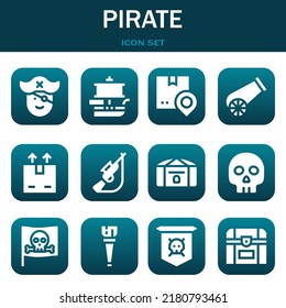 pirate icon set. Vector  illustrations related with Pirate, Ship and Shipping