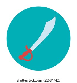 Pirate icon, sword. Flat design style vector illustration. Isolated on stylish color background.  Elements in flat design.