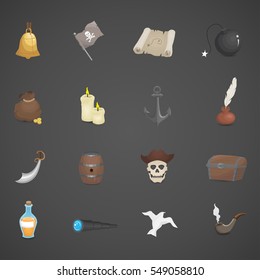 Pirate icon, symbol set. Vector illustration.