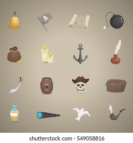 Pirate icon, symbol set. Vector illustration.