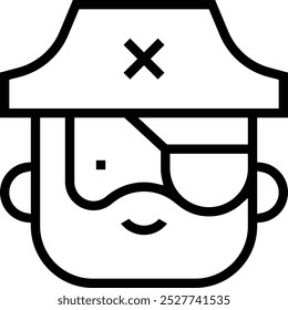 ícone pirata. Design de estilo linear fino isolado em fundo branco