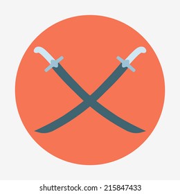 Pirate icon, two sabers. Flat design style modern vector illustration. Isolated on background. Elements in flat design.