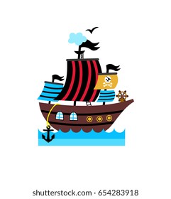 Pirate Icon Vessel Children Drawing Pirate Stock Vector (Royalty Free ...