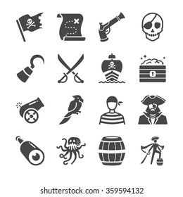 Pirate Icons. Included The Icons As Criminal, Outlaw, Pirate Ship, Treasure, Monster, Skull And More.