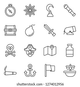 Pirate icons pack. Isolated pirate symbols collection. Graphic icons element
