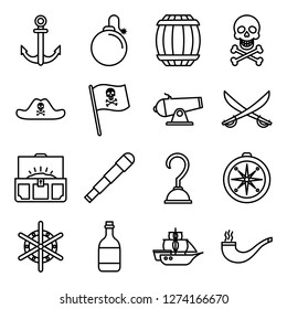 Pirate icons pack. Isolated pirate symbols collection. Graphic icons element