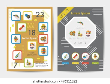 Pirate icons set with long shadow,eps10