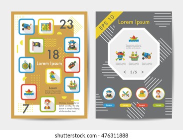 Pirate icons set with long shadow,eps10
