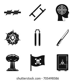 Pirate icons set. Simple set of 9 pirate vector icons for web isolated on white background