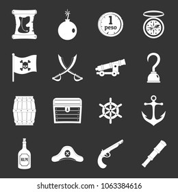 Pirate icons set vector white isolated on grey background 