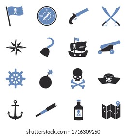 Pirate Icons. Two Tone Flat Design. Vector Illustration.