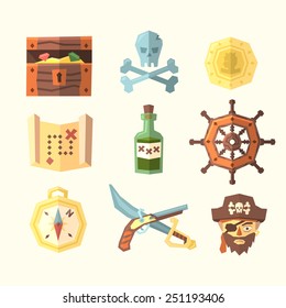 Pirate icons. Vector illustration.