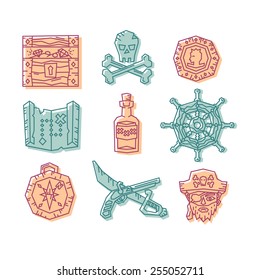 Pirate icons. Vector illustration.