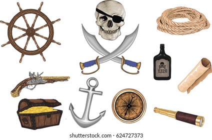 Pirate icons - Vector set