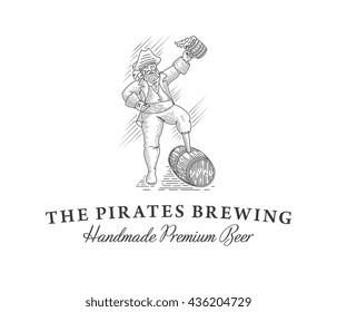 Pirate Illustration with mug of beer