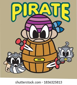 Pirate image vector illustration for t shirt or cards
