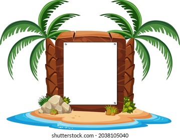 Pirate Island with blank banner template isolated illustration