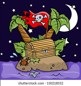 Pirate Island - Vector Cartoon Illustration