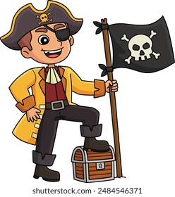 Pirate Jolly Roger Flag Cartoon Colored Clipart