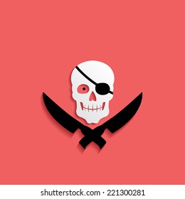 Pirate, jolly Roger icon isolated on a red background for your design