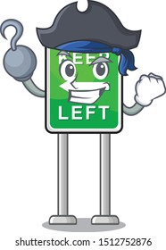 Pirate Keep Left road sign mascot isolated cartoon