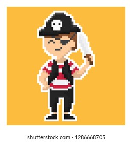 pirate kid in pixel art