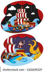 Pirate and Kids on Stage illustration