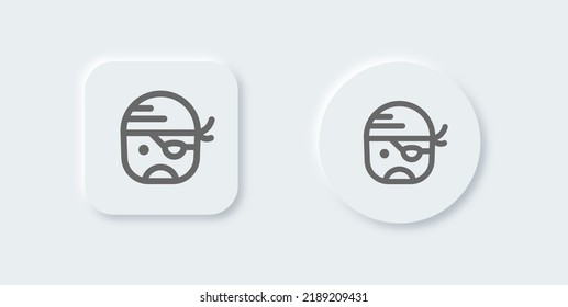 Icono de línea pirata en estilo de diseño neomórfico. Dibujo vectorial de signos de piratería.