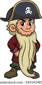 Pirate with long beard vector illustration