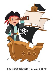 Pirate looking through smiling binoculars