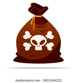 Pirate loot bag vector isolated illustration