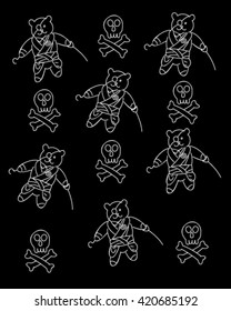 Pirate lord bear black and white