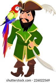 Pirate with a macaw parrot