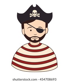 Pirate male hat, isolated flat icon design