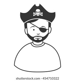 Pirate male hat , isolated flat icon cartoon