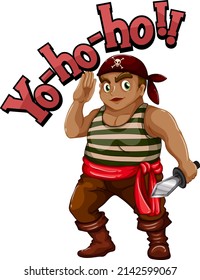 A pirate man cartoon character with Yo-ho-ho speech illustration