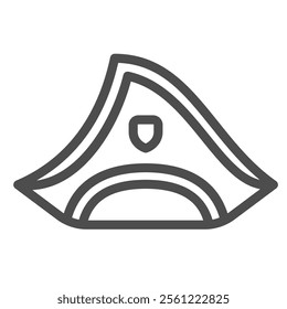 Pirate man hat line icon, sailor headwear concept. Vector graphics. Triangle shaped marine cap sign on white background, outline style icon for mobile or web design