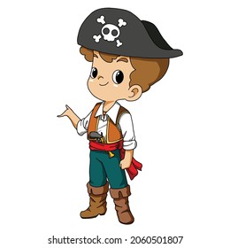 pirate man pose with sward isolated on a white background.vector illustration.clip art.