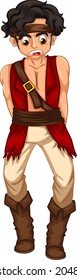 A pirate man with shocked face cartoon character isolated illustration
