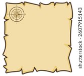 Pirate Map. A simple flat drawing. Nautical theme. Vector illustration.