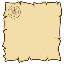 Pirate Map. A simple flat drawing. Nautical theme. Vector illustration.