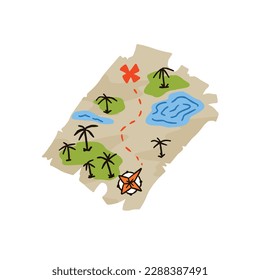 Piratenkarte von Schatz. Abenteuer und Quest. Altes Papiermanuskript für Reise oder Navigation