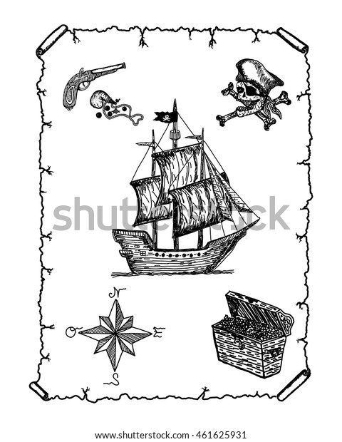 Pirate Map Vector Illustration Pirate Map Stock Vector (Royalty Free ...