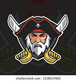 pirate mascot gaming logo design