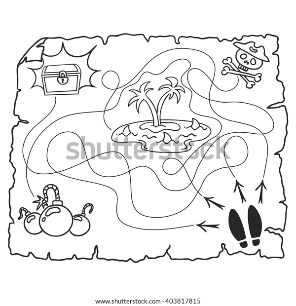 pirate maze game kids treasure map stock vector royalty free 403817815